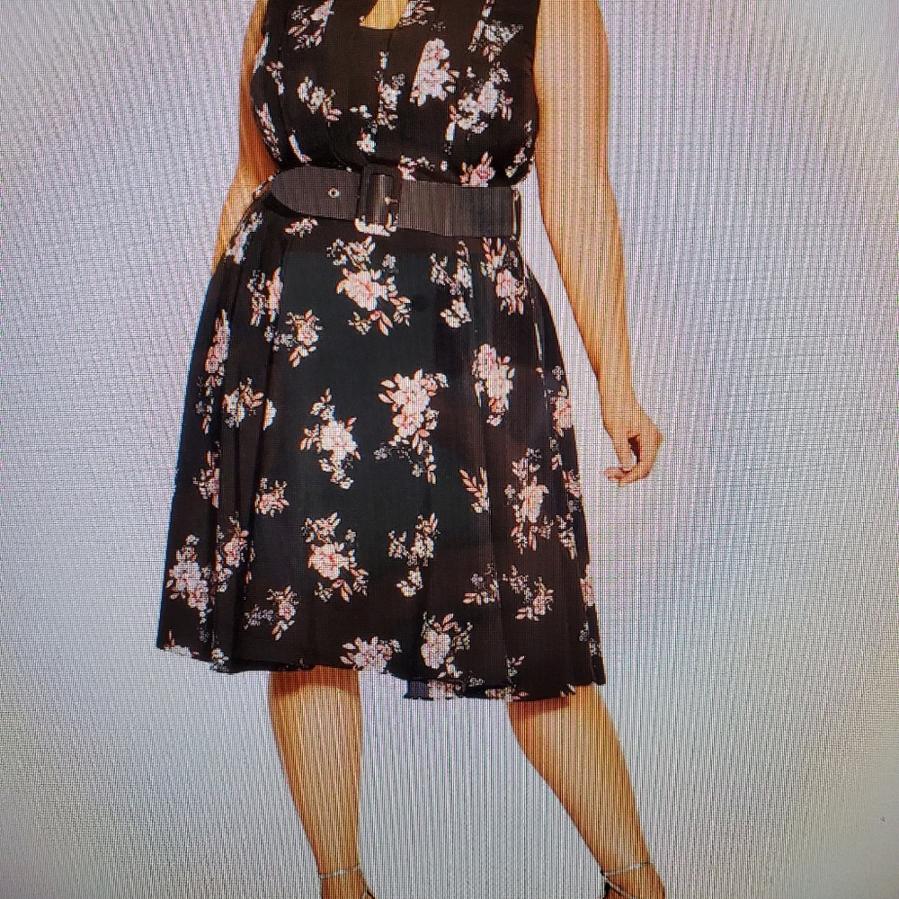 City Chic Imperial Floral Belted Fit & Flare Plus Size Dress